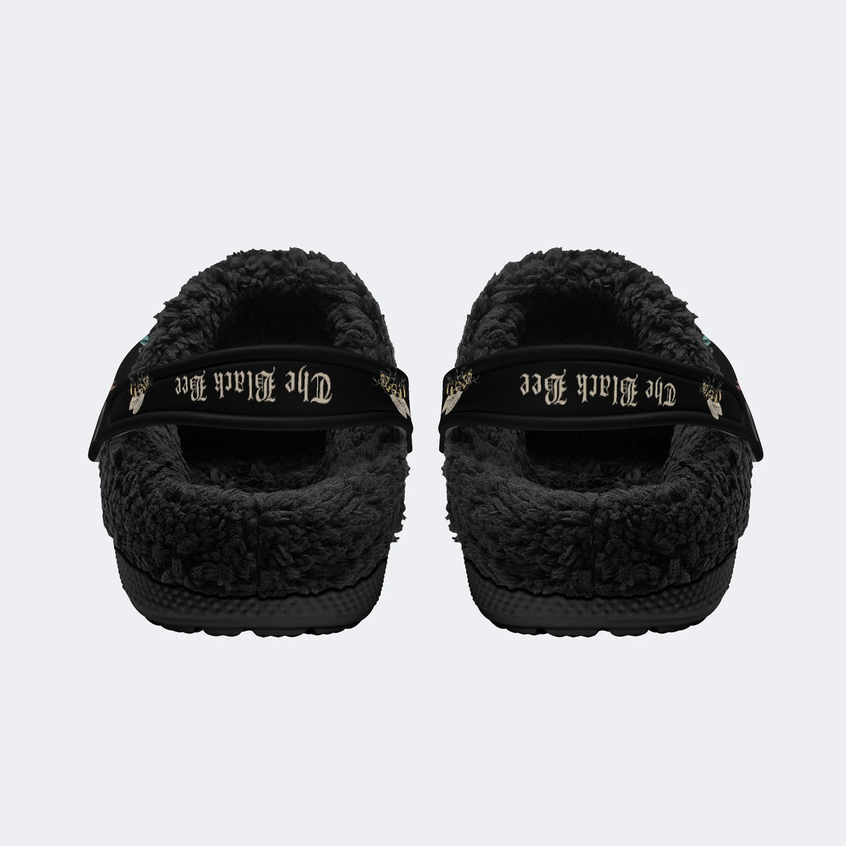 Gothic Skull Rose Bee - Fur Lined Slippers/Sandals