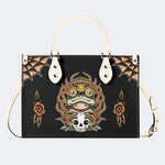 Japanese Style Frog Print - Leather Handbag