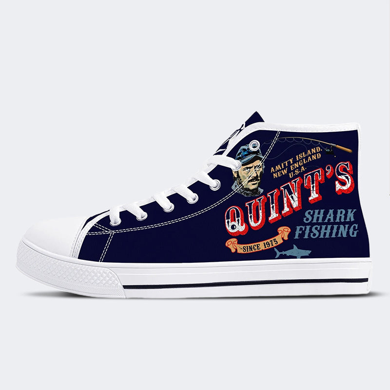 Quints Shark Fishing Wood Unisex Essential - High Top Canvas