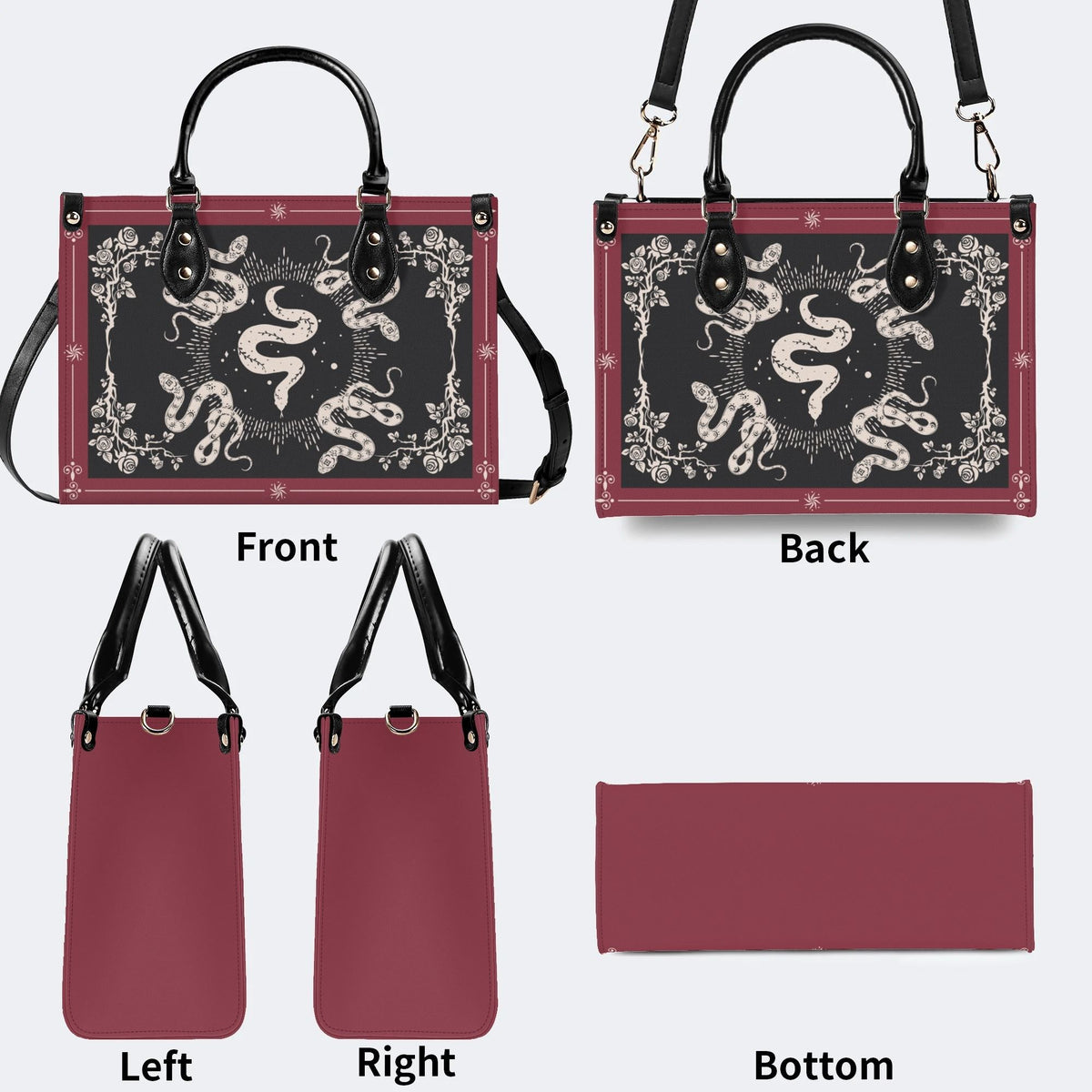 Inscribed Viper Print - Leather Handbag