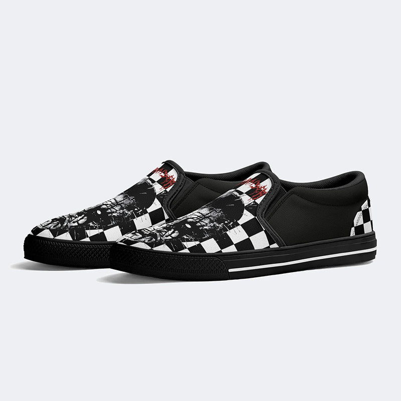 Unisex Black Metal Pinhead Print - Slip On Shoes