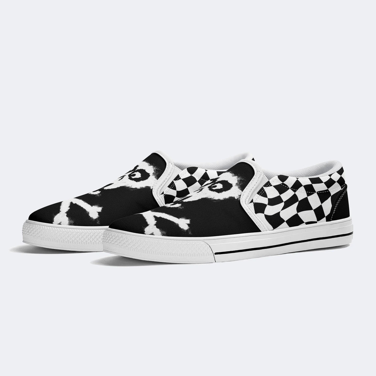 Unisex Skull Print - Slip On Shoes