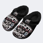 Spooky Ghost Script - Fur Lined Slippers/Sandals