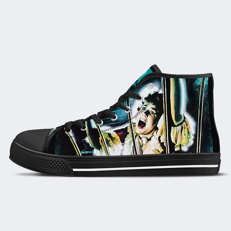 Horror Movie Vintage Graphic Print - High Top Canvas