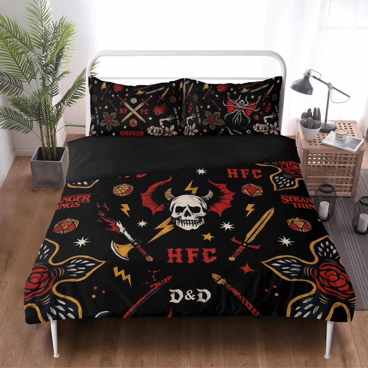 Hellfire Club Skull Print - Three Piece Bedding Set