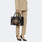 Death Moth&Skeleton Print - Leather Handbag
