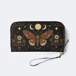 Moth And Moon Print - Leather Wallet