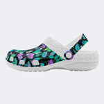 Bright Mushrooms&Plant Leaves Print- Fur Lined Slippers/Sandals