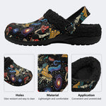 Gothic Psychedelic Mushroom Space Galaxy - Fur Lined Slippers/Sandals