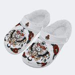 Vintage Death Moth Print - Fur Lined Slippers/Sandals