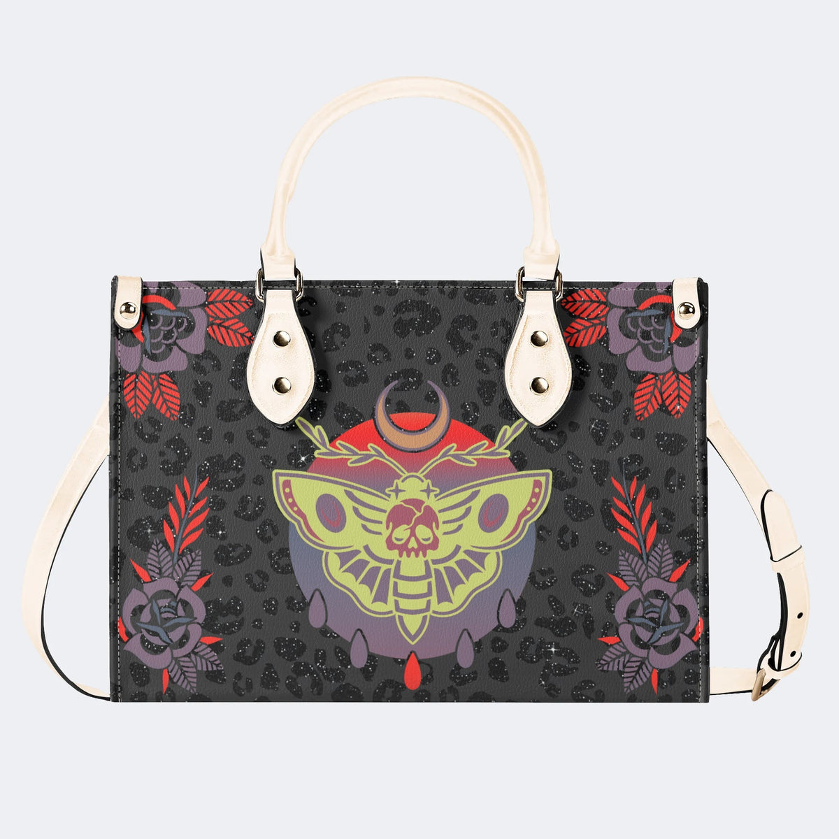 Classic Death Moth Print - Leather Handbag