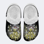 Christmas Octopus Print - Fur Lined Slippers