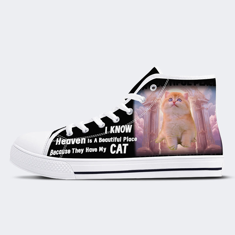 Der Himmel ist ein wunderschöner Ort - Live-Vorschau Individuelle Gedenkschuhe für Ihre Haustiere - Personalisierte Foto-Canvas-Schuhe für Hunde und Katzen