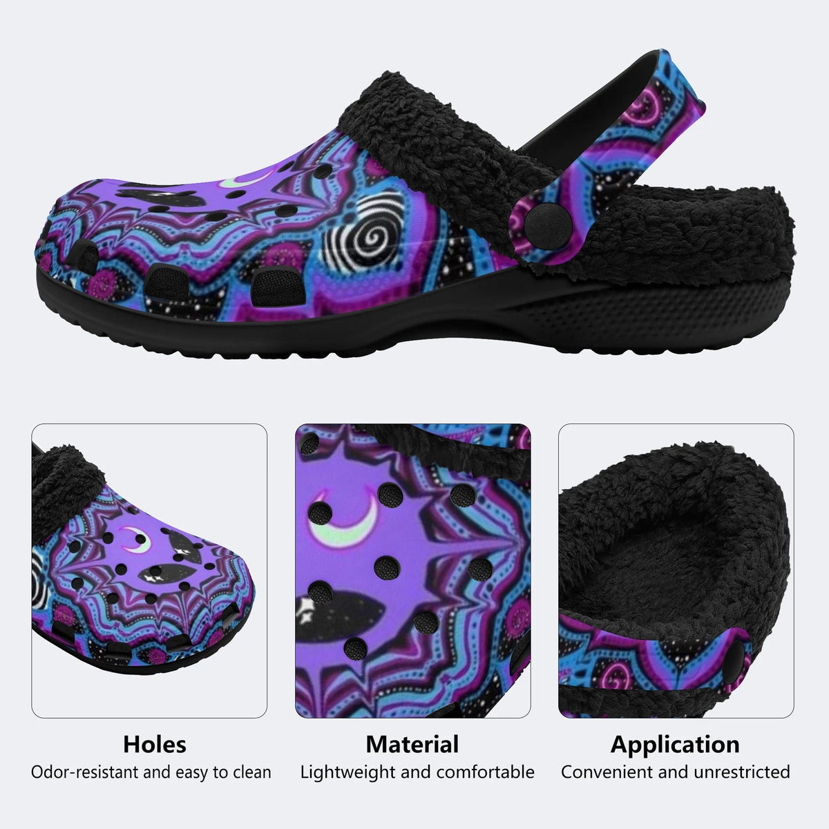 Moon Mandala - Fur Lined Slippers/Sandals