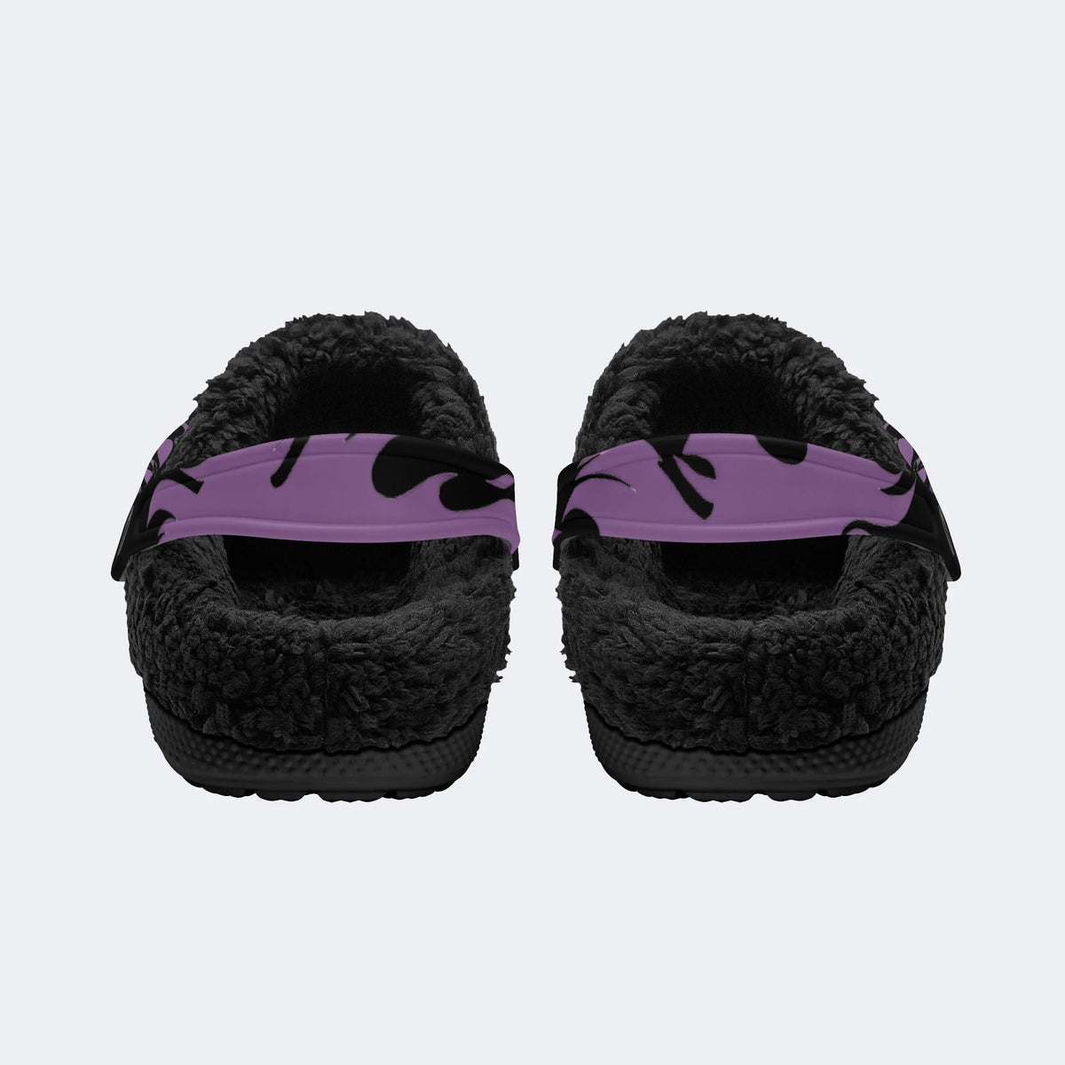 Gothic Crown Skull Purple Rose Flame - Fur Lined Slippers/Sandals
