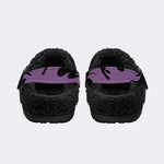 Gothic Crown Skull Purple Rose Flame - Fur Lined Slippers/Sandals