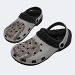 Metal Mecha Print - Fur Lined Slippers/Sandals