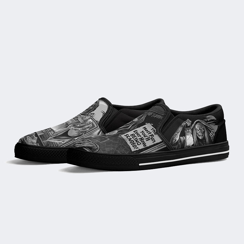 Vintage Horror Graphic Print - Slip On Shoes