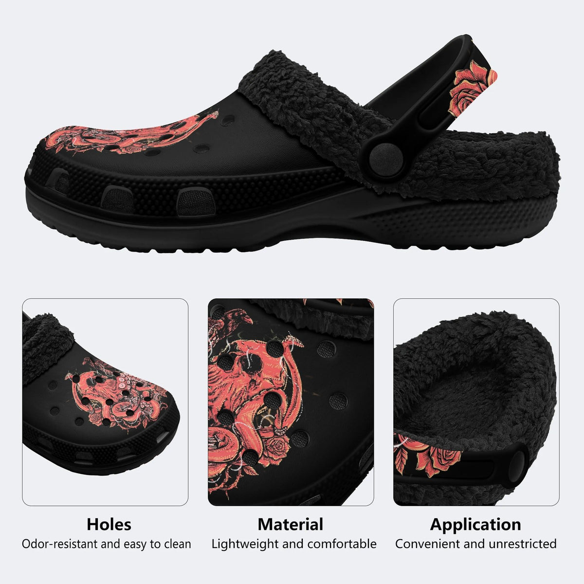 Octopus Raven Rose - Fur Lined Slippers/Sandals