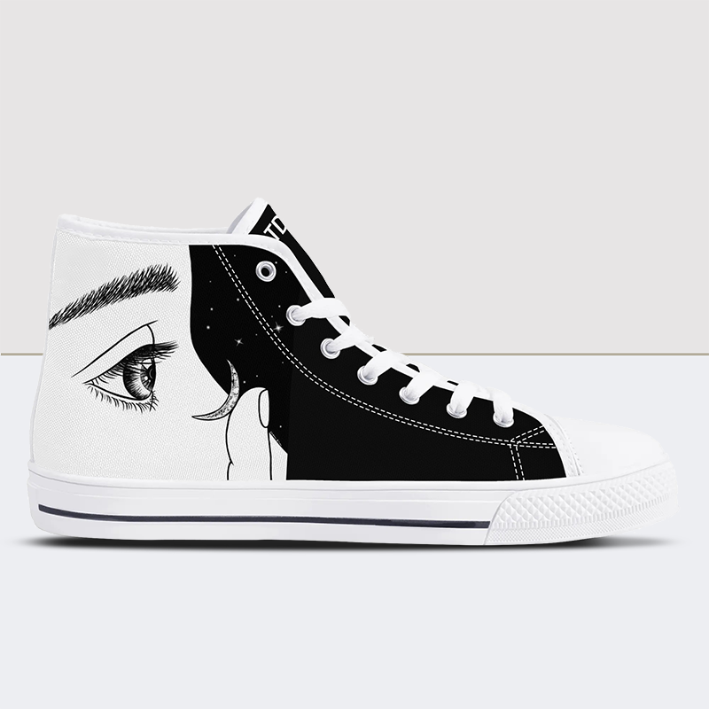 Black & White Charm High Top Canvas Shoes