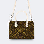 Death Moth And Animal Skeleton - Leather Handbag