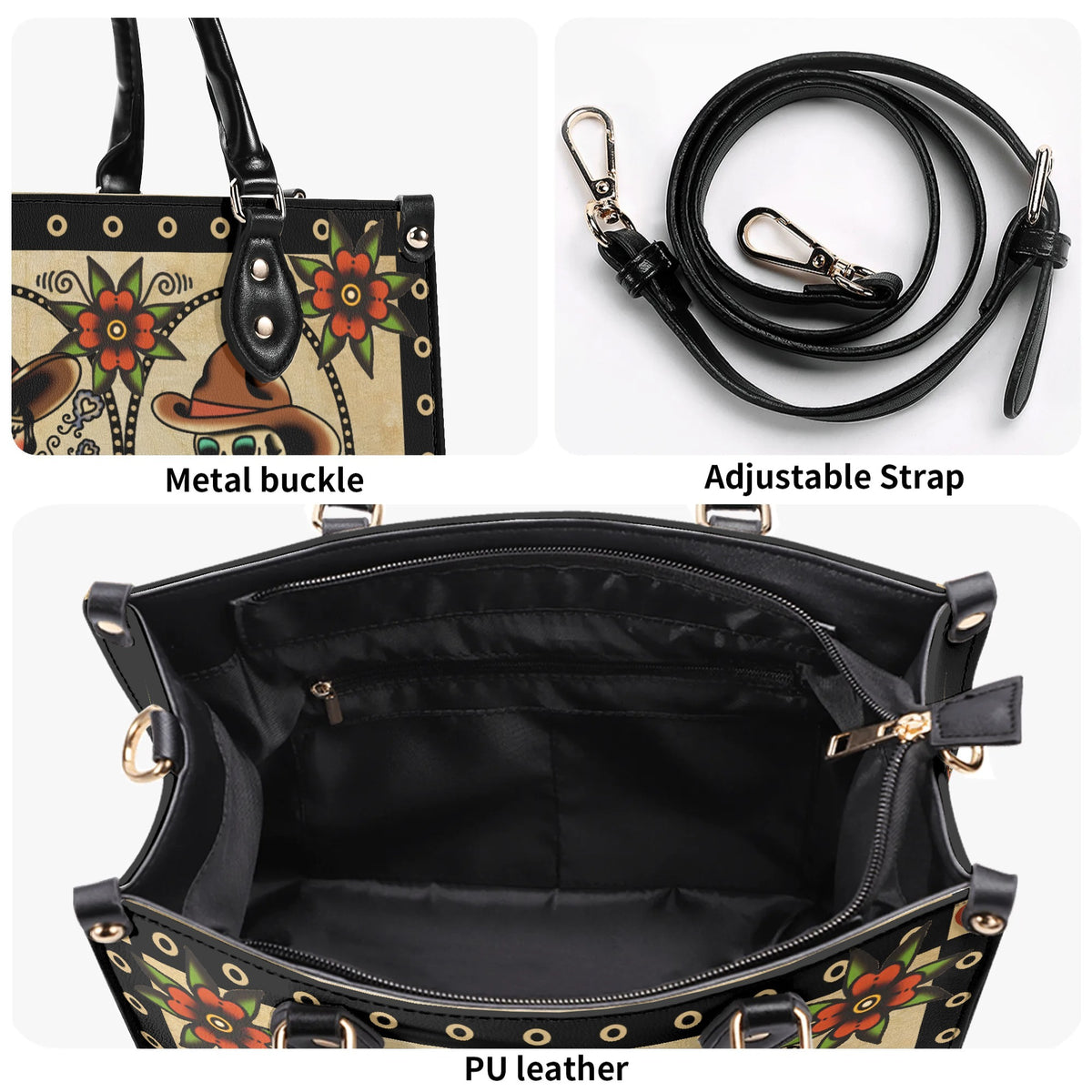 Traditional Tattoo Print - Leather Handbag