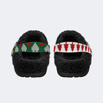 Horror Santa Claus Ghostface Print - Fur Lined Slippers/Sandals