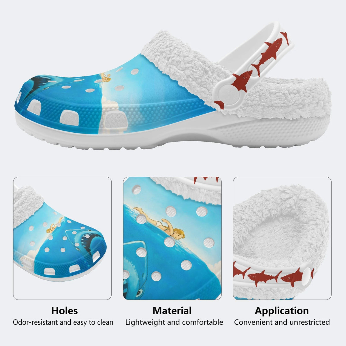 Deep Sea Shark - Fur Lined Slippers/Sandals