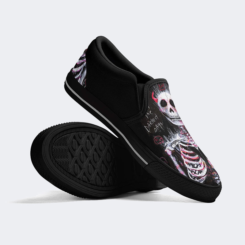 Grow From Darkness Skull Print - Slip On Shoes