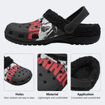 Grunge Red Skull - Fur Lined Slippers/Sandals