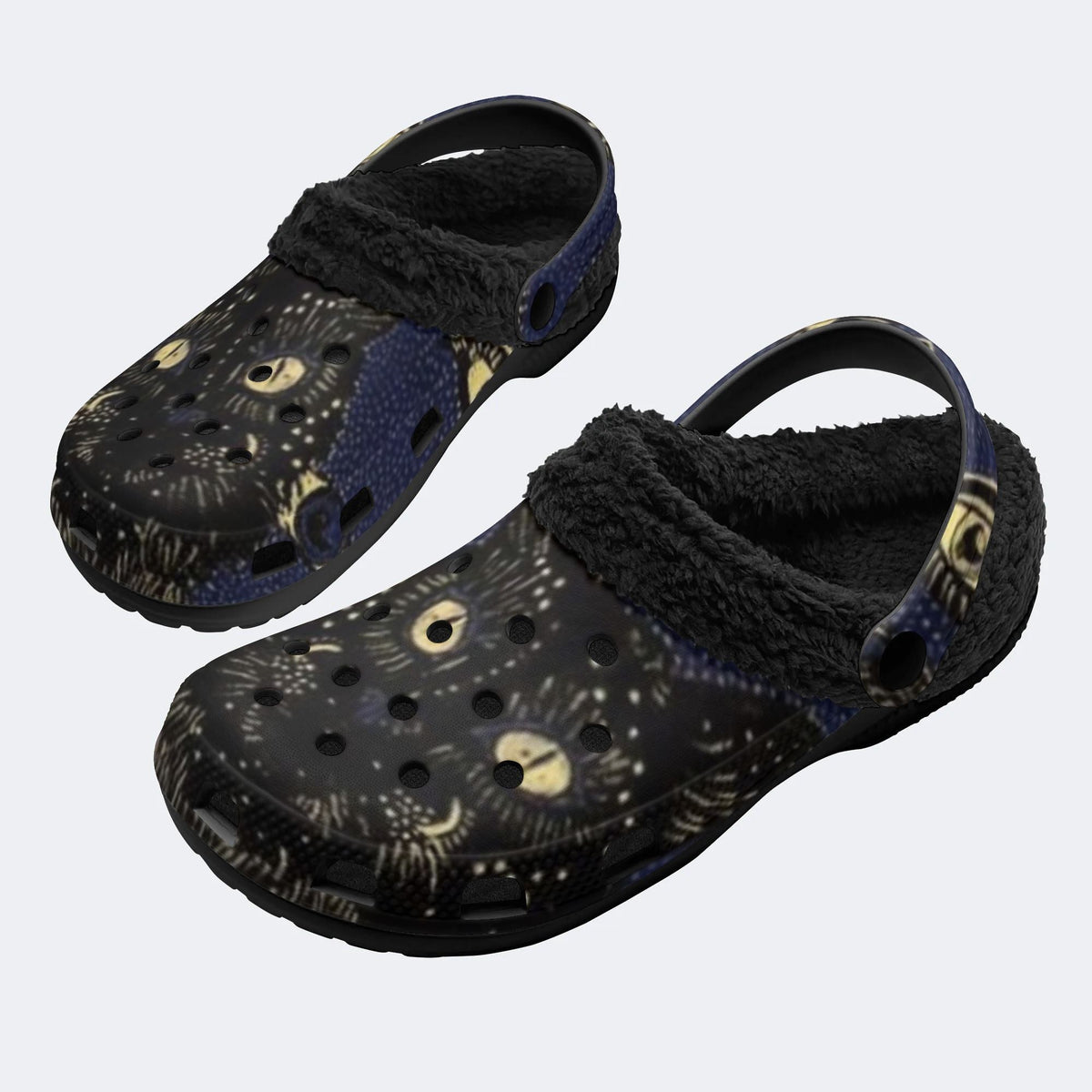 Witchy Night Cat - Fur Lined Slippers/Sandals