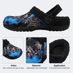 Blue Wave Skull - Fur Lined Slippers/Sandals