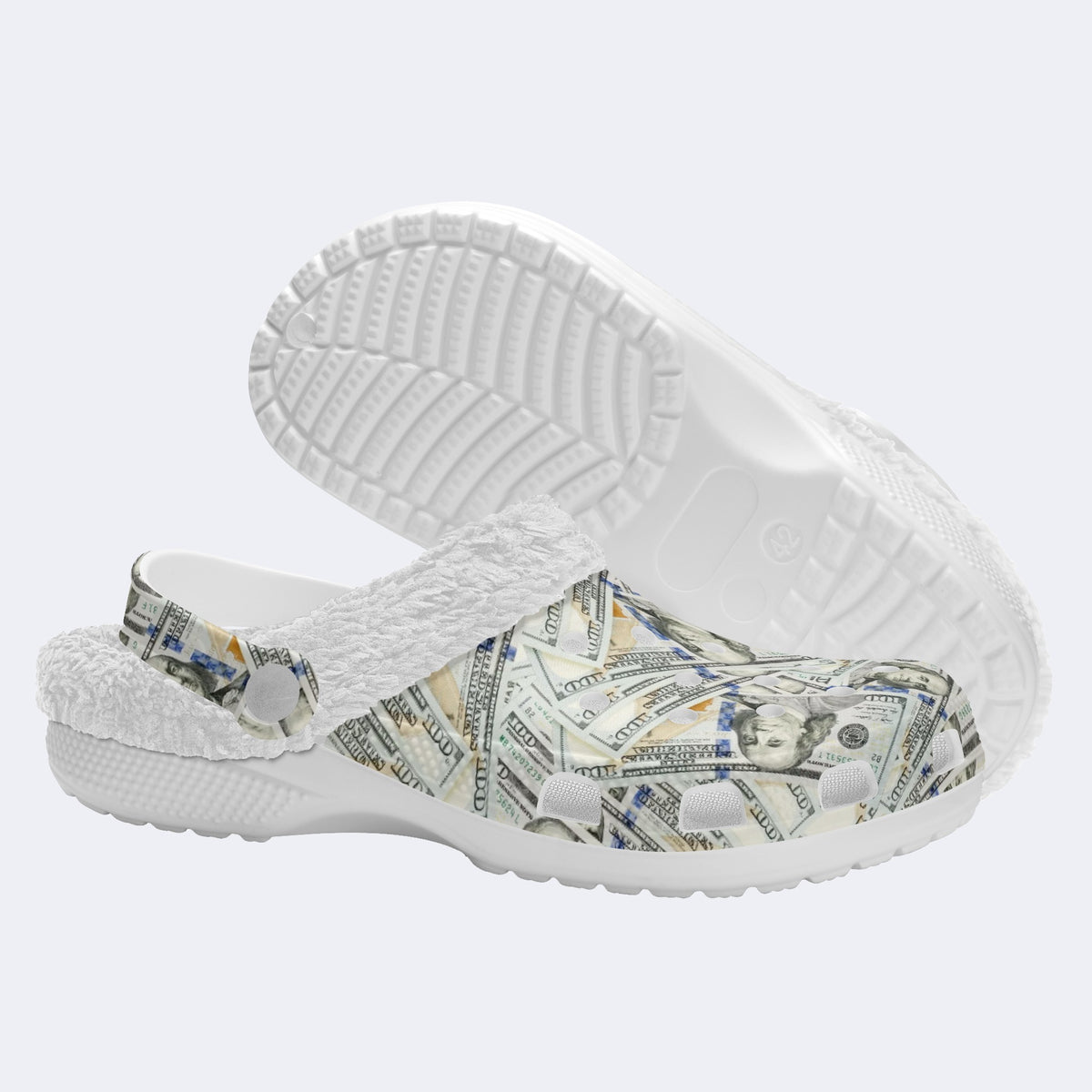 Unisex Papers Print - Fur Lined Slippers/Sandals