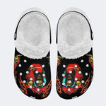 Horror Skull Print - Fur Lined Slippers/Sandals