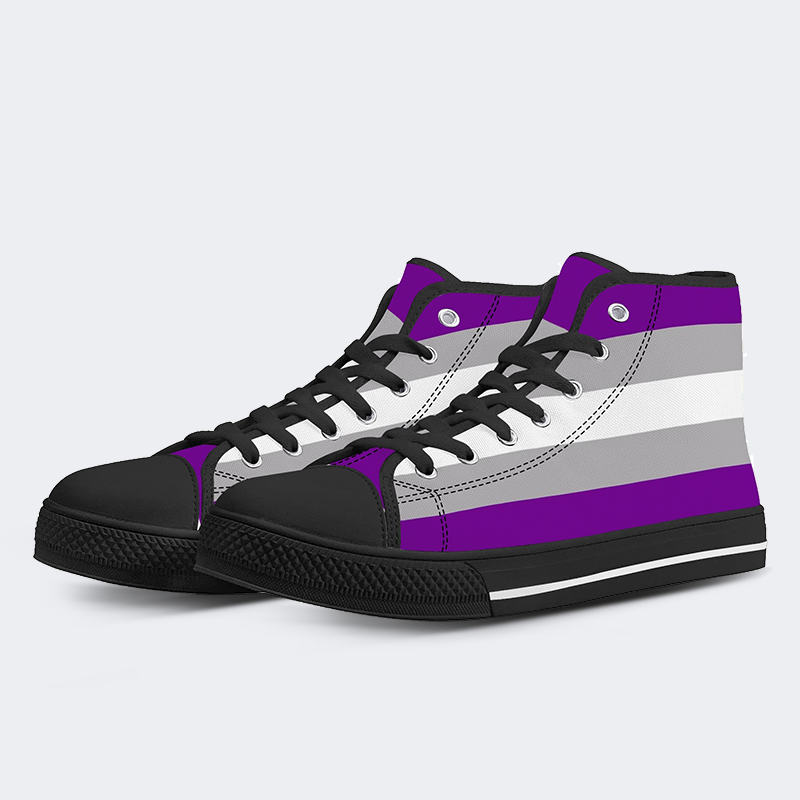 Grey Asexuality Flag High Top Canvas Shoes