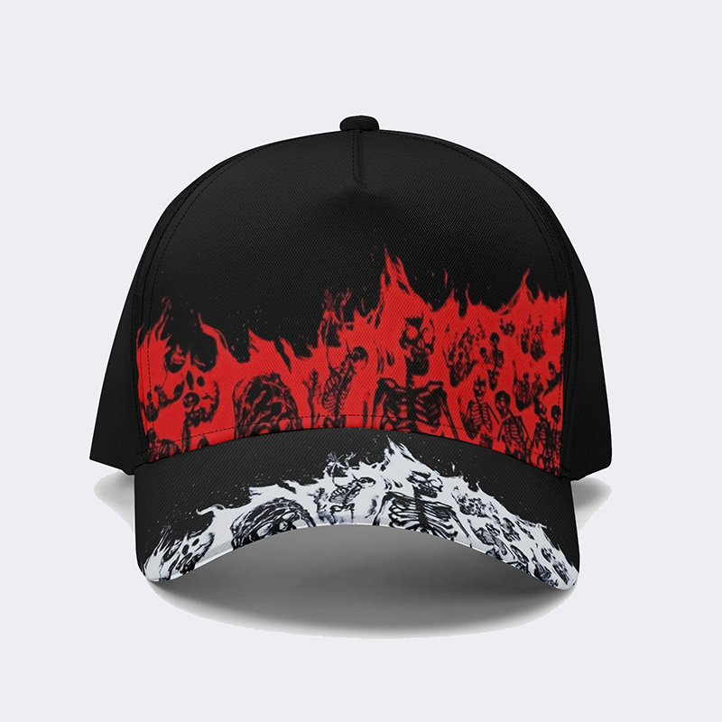 Unisex Fire Skull Print - Baseball Hat