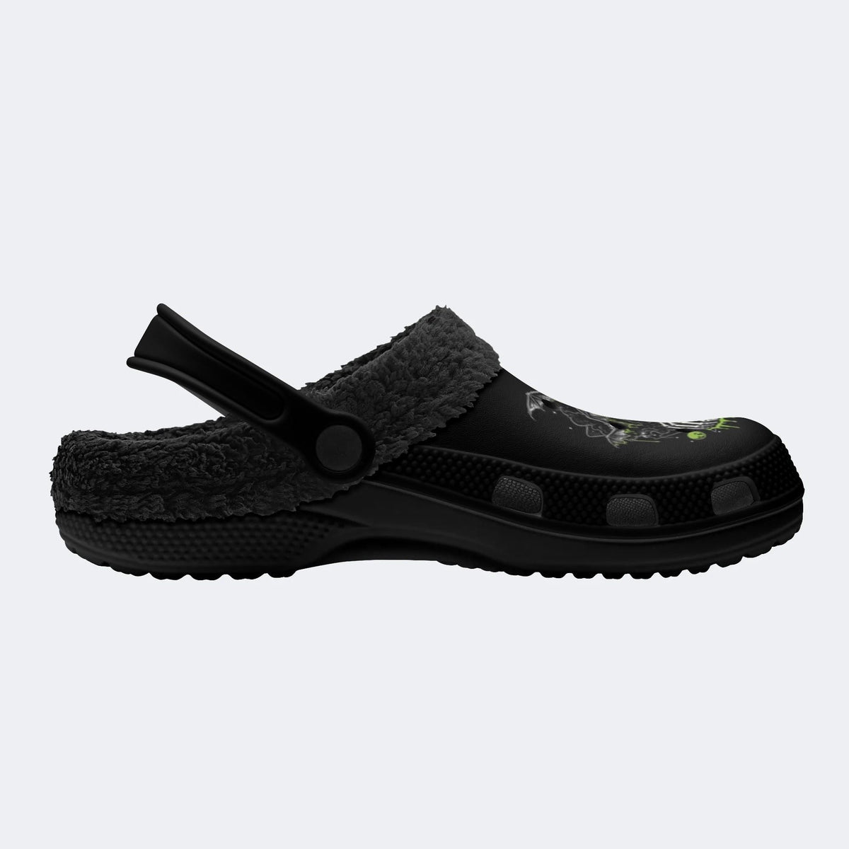 Toxic Green Bat Skull - Fur Lined Slippers/Sandals