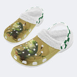 Unisex Frog Print - Fur Lined Slippers