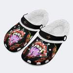 Horror Devil's Mouth Print - Fur Lined Slippers/Sandals