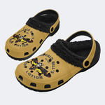 Unisex Death Moth Print - Fur Lined Slippers/Sandals