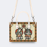 Old School Rock Frog Print - Leather Handbag