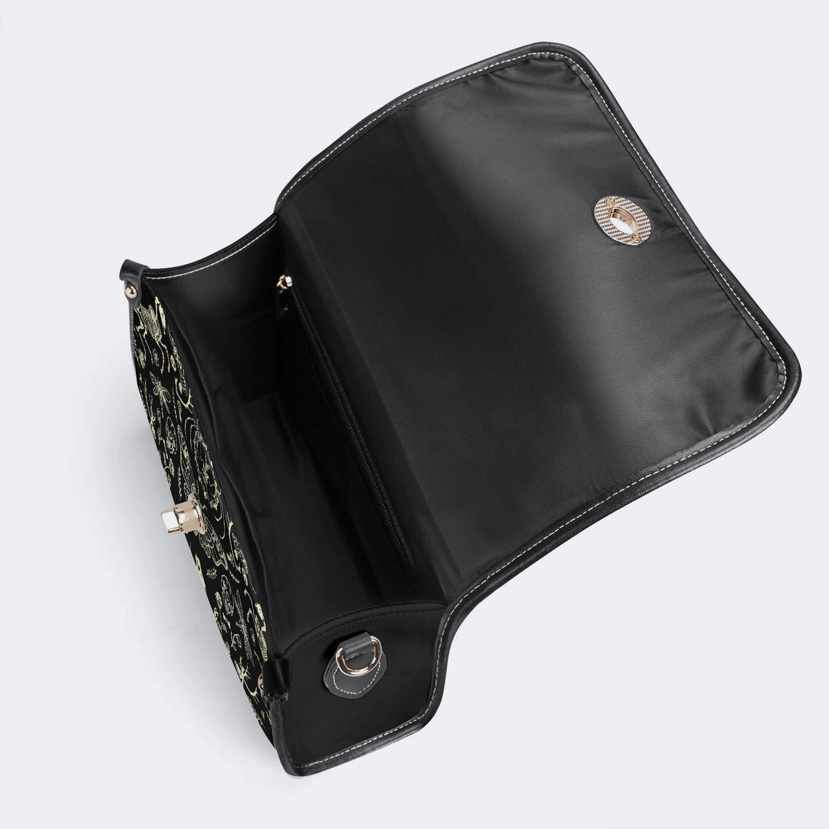 Dark Cottagecore Forest Animal Bones Print - Leather Satchel Bag