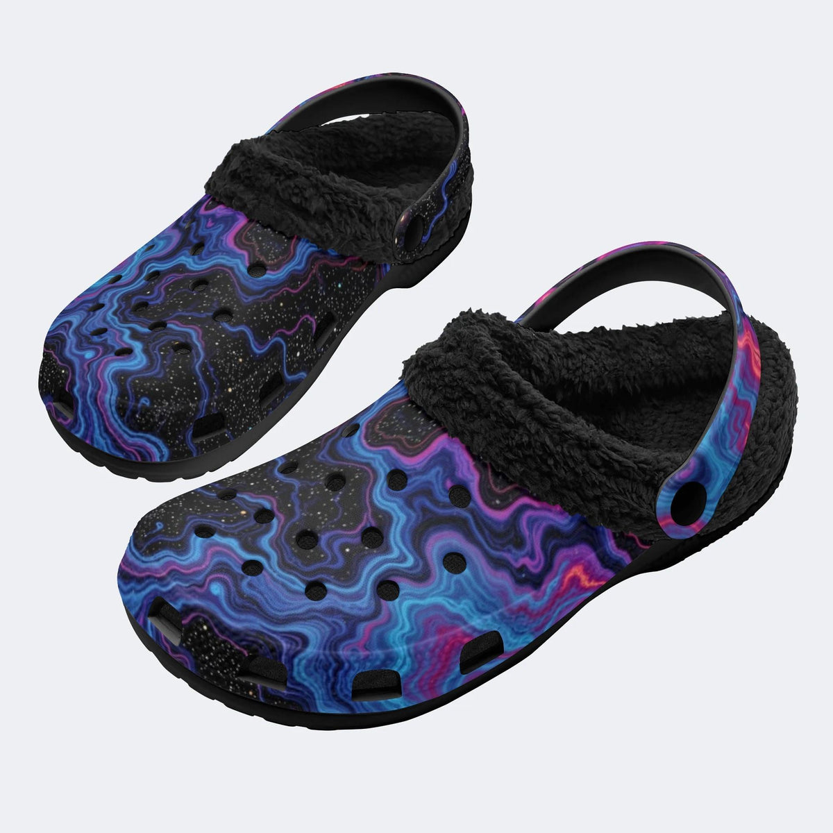 Cosmic Nebula Swirl - Fur Lined Slippers/Sandals