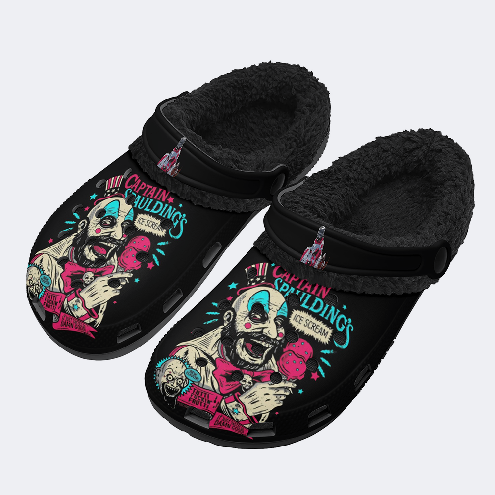 Horror Print - Fur Lined Slippers/Sandals