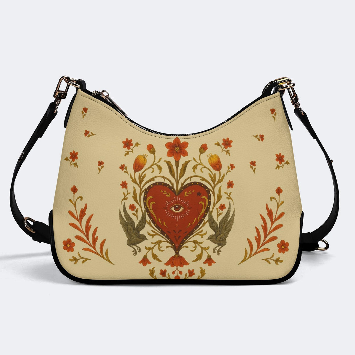Heart Eyes Print - Leather Crossbody Bag