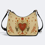 Heart Eyes Print - Leather Crossbody Bag