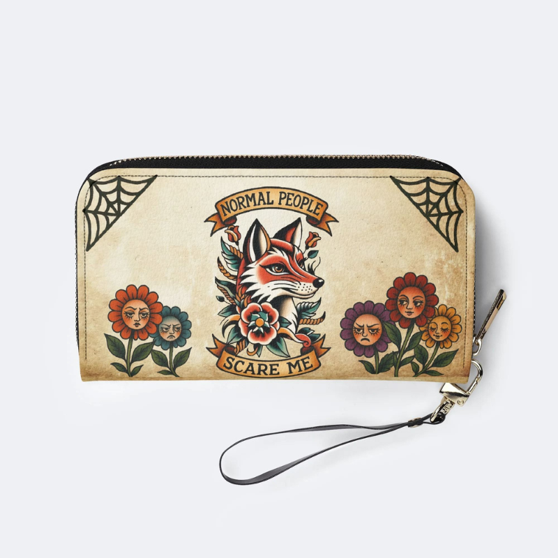 Retro Fox Head Print Leather Wallet Factory Direct Sales