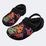 Retro Wizard Print - Fur Lined Slippers/Sandals