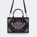Purple Death Moth Print - Leather Handbag