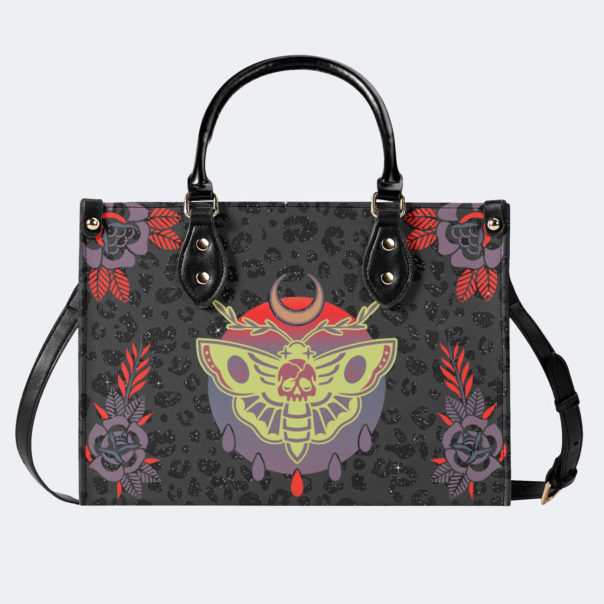 Classic Death Moth Print - Leather Handbag